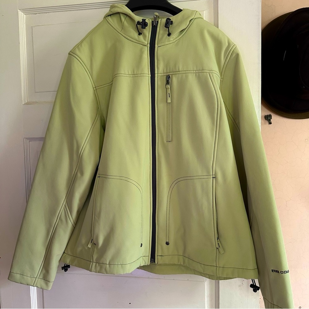 Free Country Light Green and Gray Trim Jacket With Hood Size L